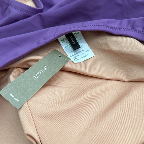 NWT J. Crew Asymmetrical Bow Purple One Shoulder One Piece Swimsuit Size 22 - Picture 7 of 10